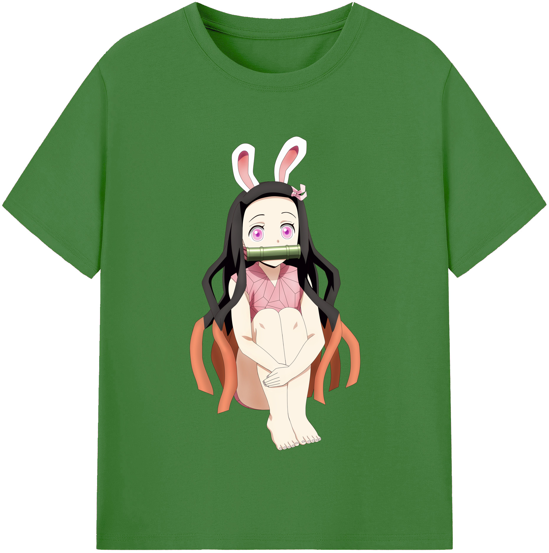 （画像用） 鬼滅の刃（きめつのやいば）竈門 禰󠄀豆子／かまど ねずこ Kamado Nezuko レディースカジュアルプリントTシャツ（綿100％）